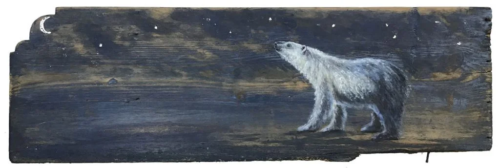 'Nocturne' Oil with silver leaf on wood. 67 x 21cm - Tanya Hinton