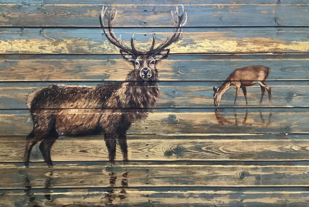 ‘Lord of the Loch’ oil and gold leaf on wood panel 180x90cm - Tanya Hinton