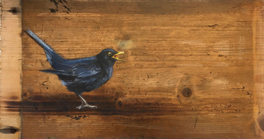 'Rhiannon' Oil on reclaimed wood. 41 x 22cm - Tanya Hinton