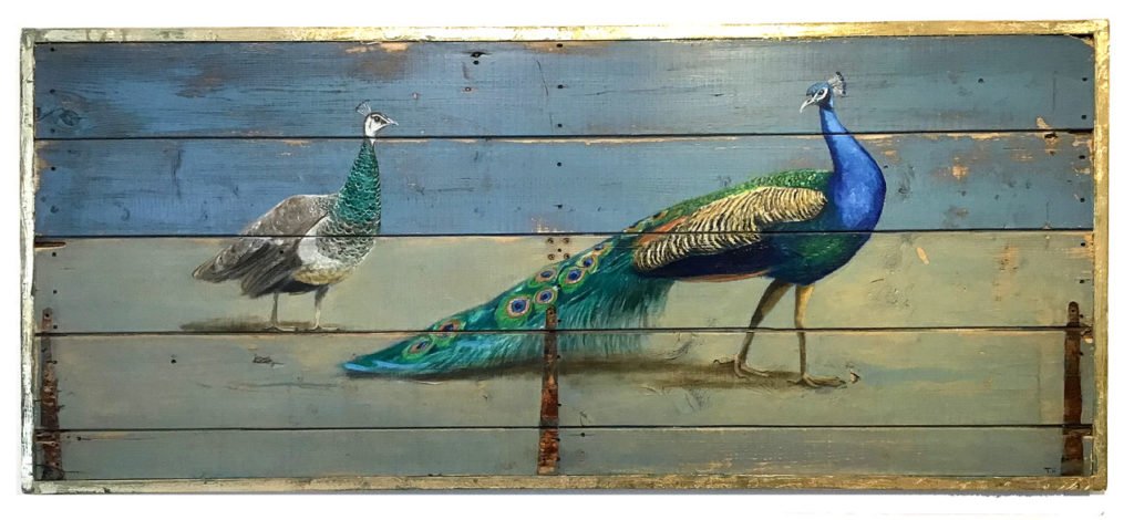 'Waiting for Hera' Oil on reclaimed wood. 155 x 66cm - Tanya Hinton